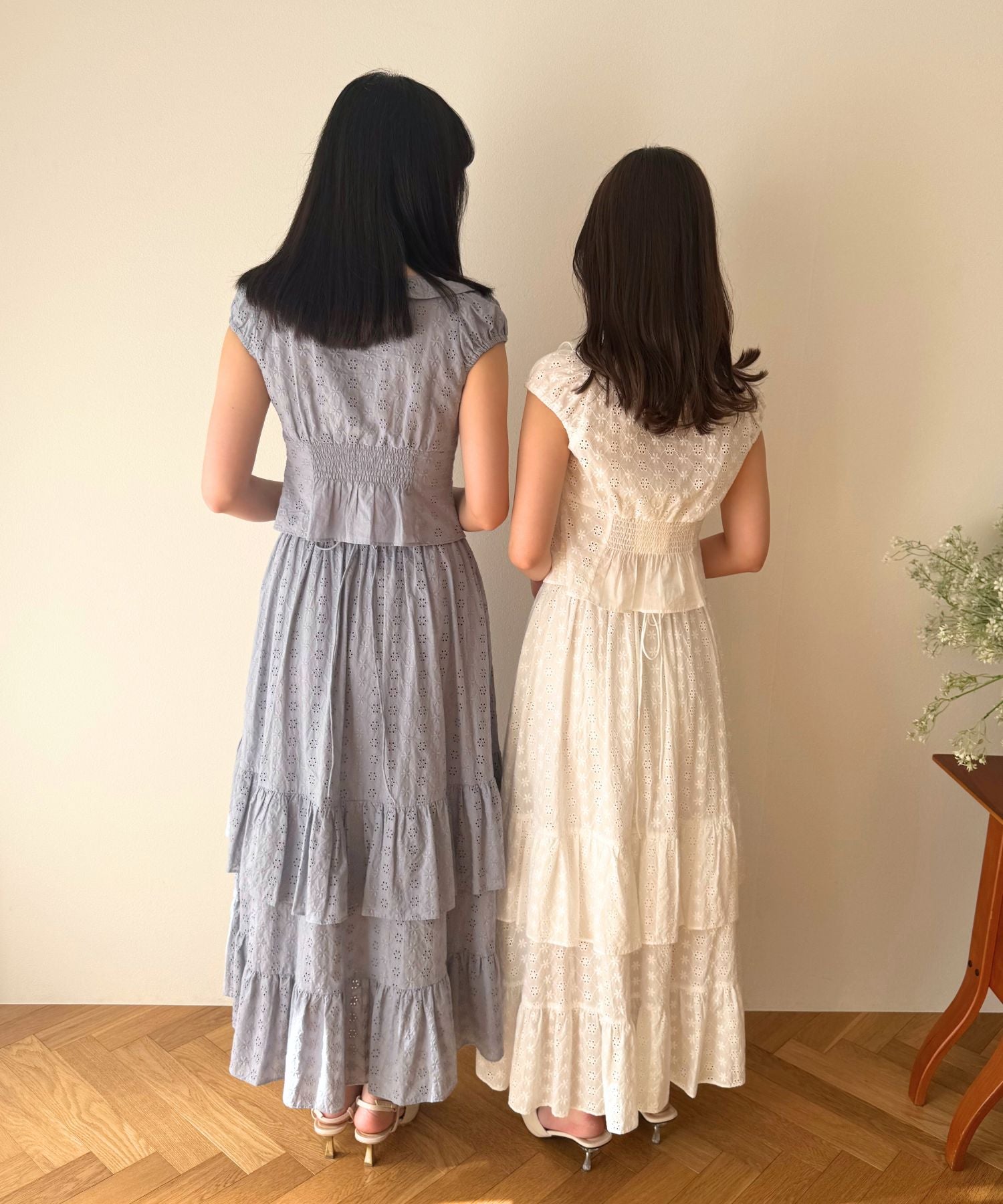 【預訂】純棉蕾絲縮褶半身裙