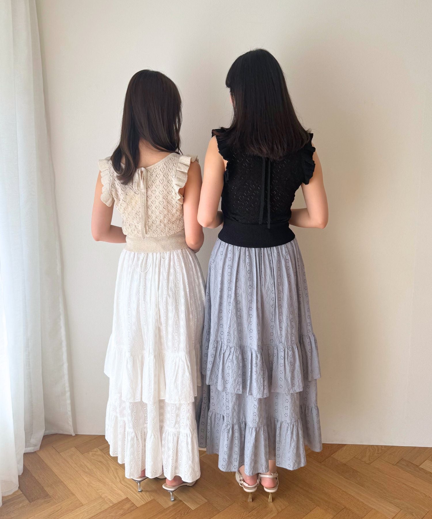 【預訂】純棉蕾絲縮褶半身裙