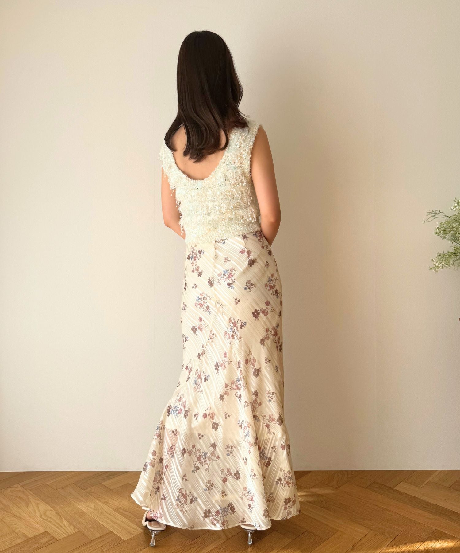 【預訂】亮片條紋花束裙