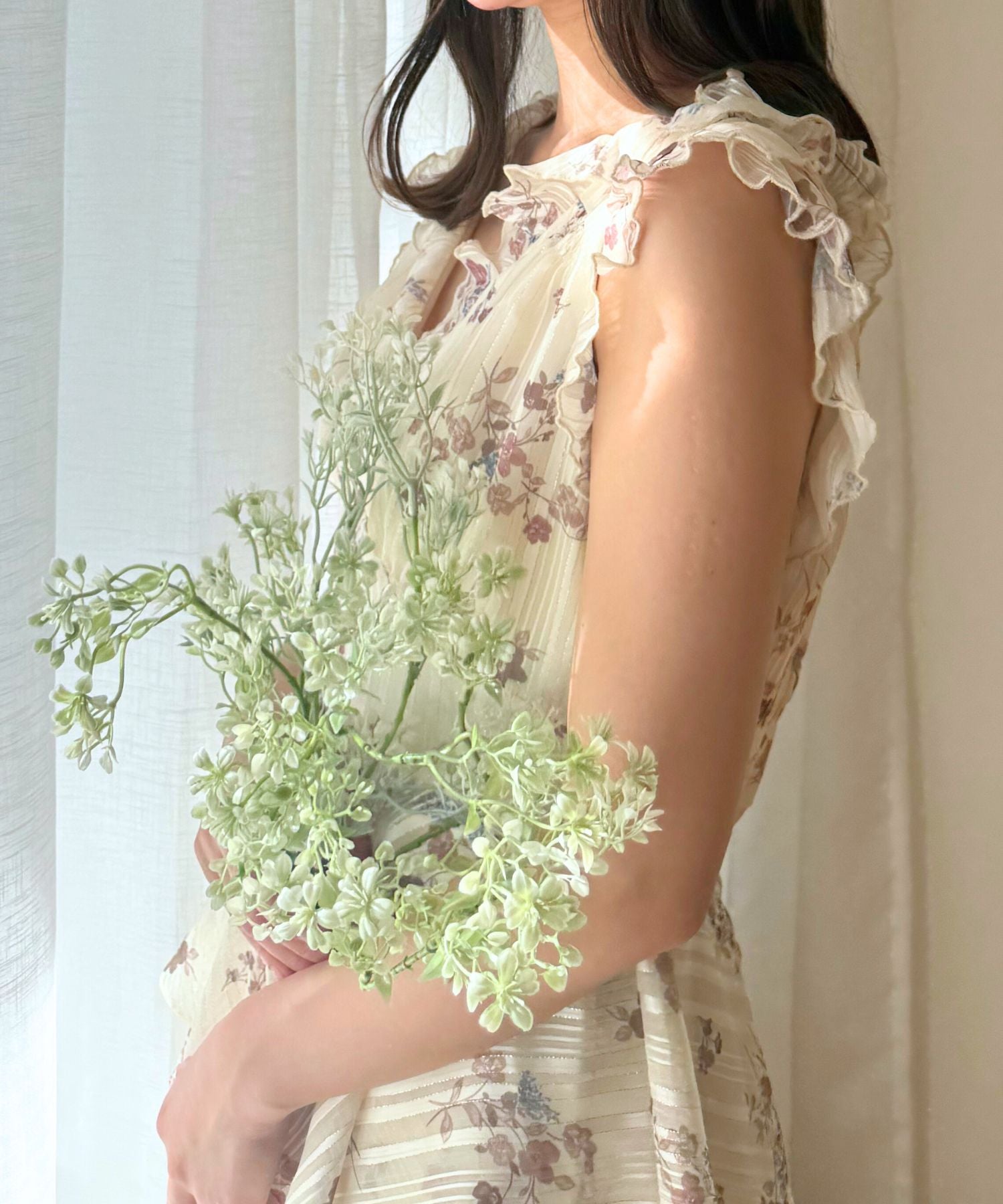 ラメストライプブーケブラウス