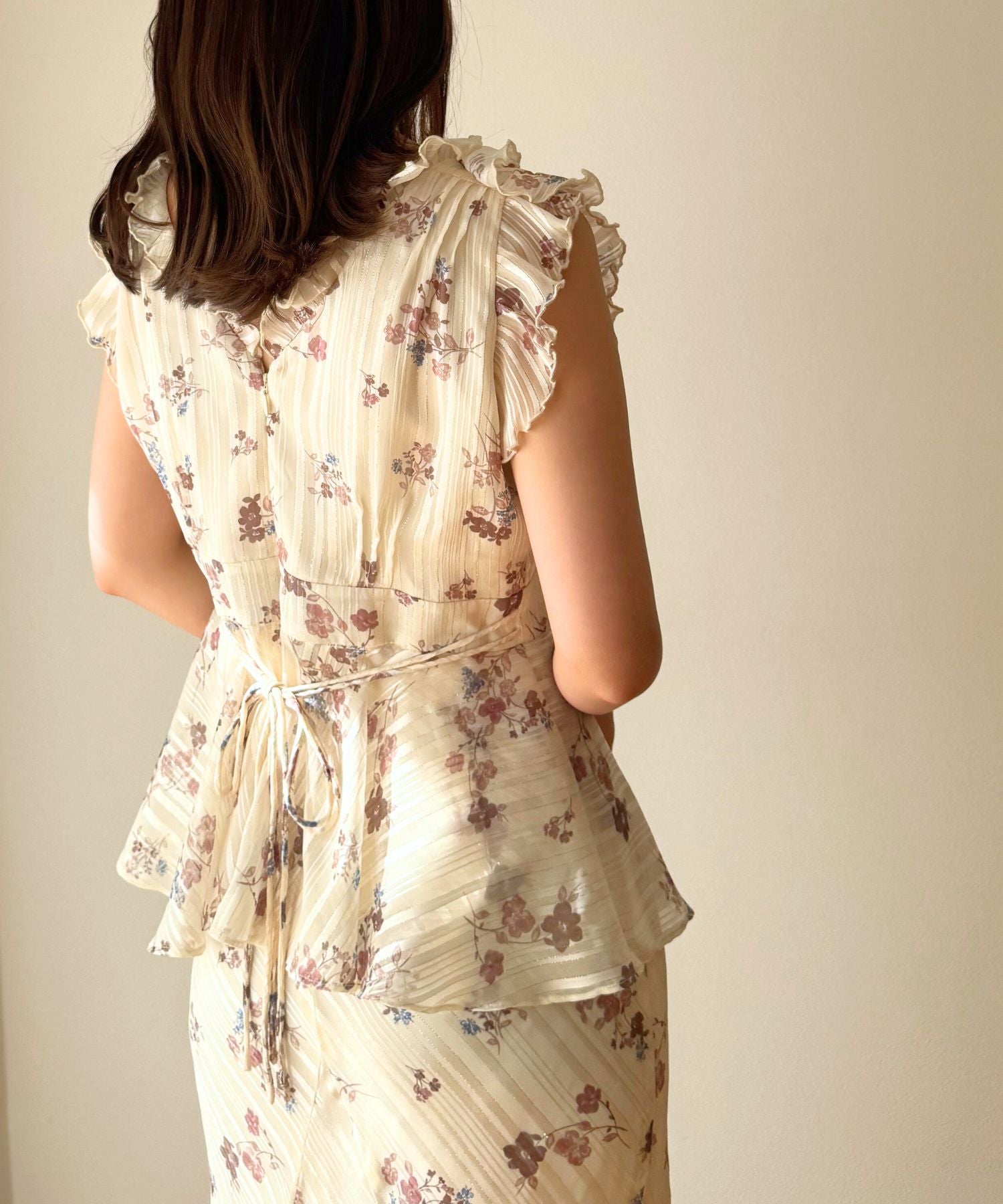 ラメストライプブーケブラウス