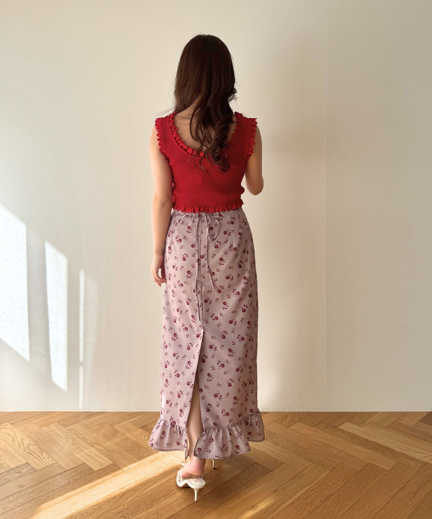 レースフリルニット