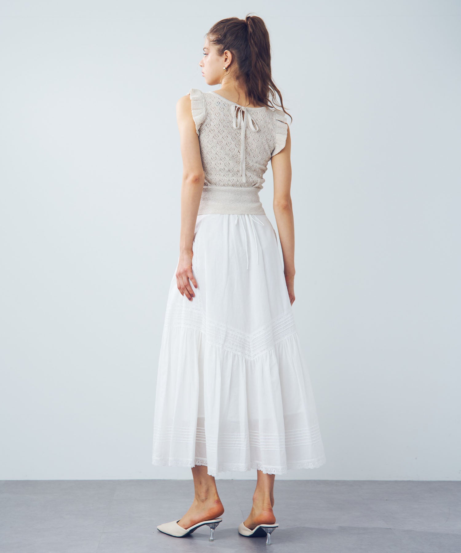 [Pre-order] Lace pin tuck long skirt