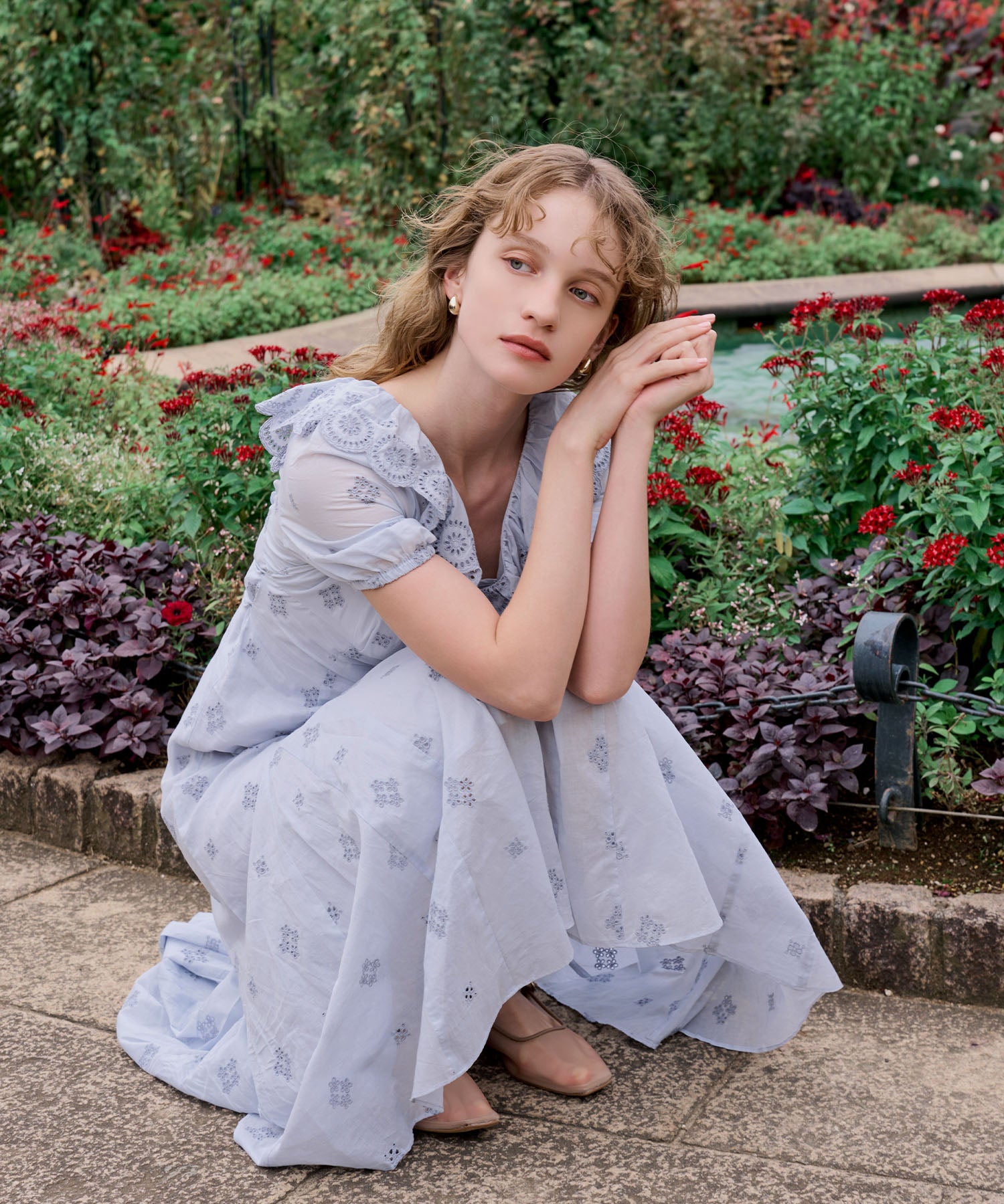 コットンボイルフラワーワンピース