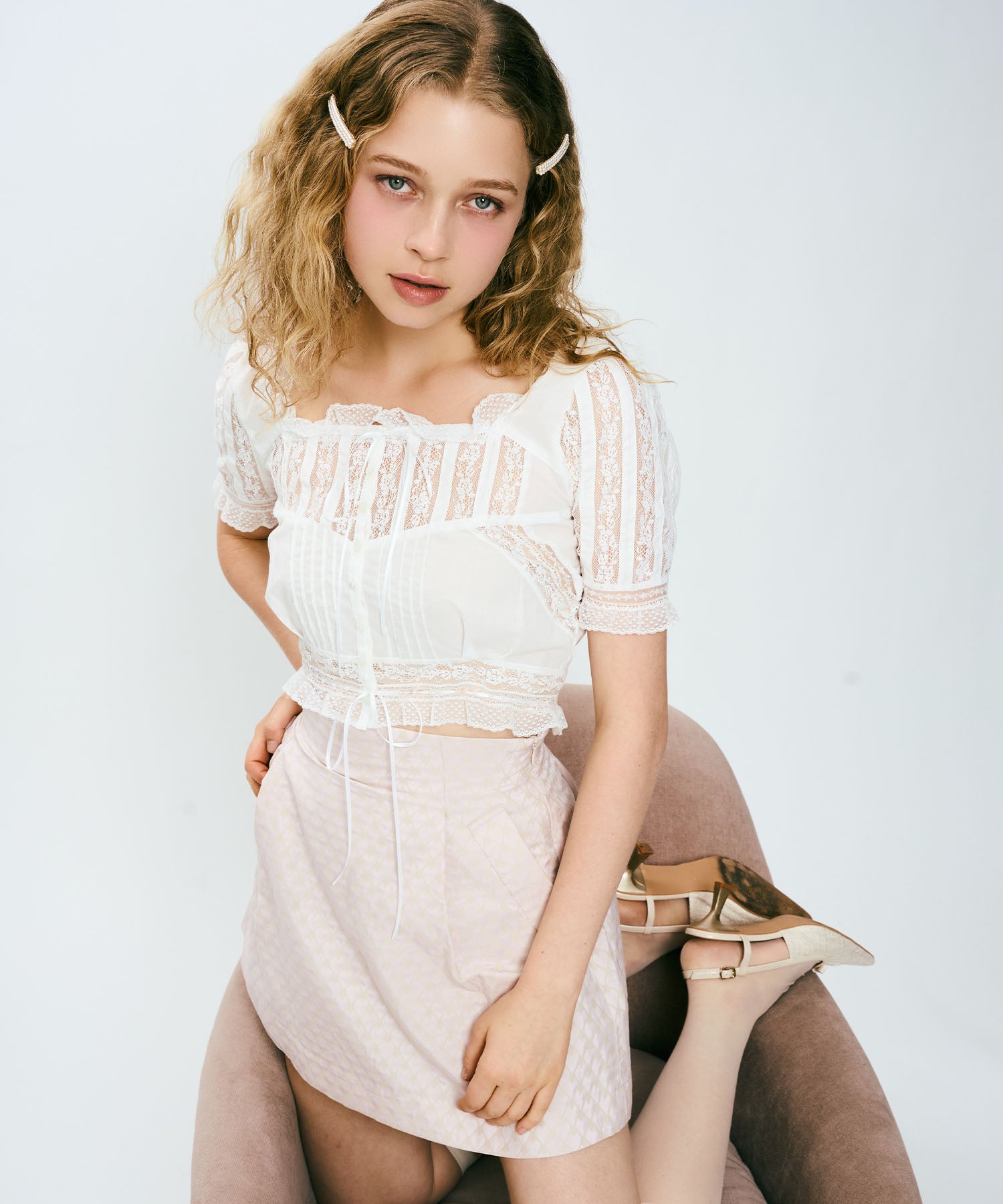 レースMIXヴィクトリアンブラウス