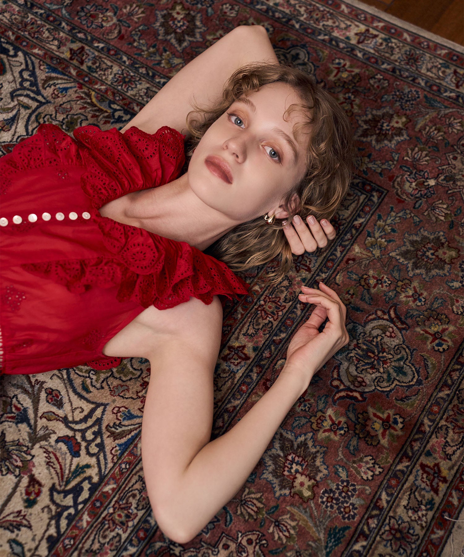 コットンボイルフラワーブラウス