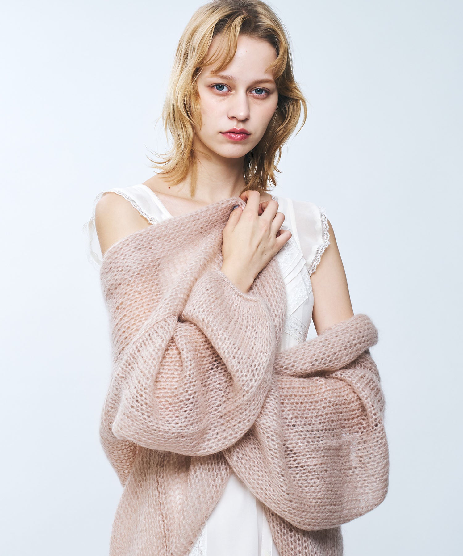 2wayキッドモヘヤシアーニット