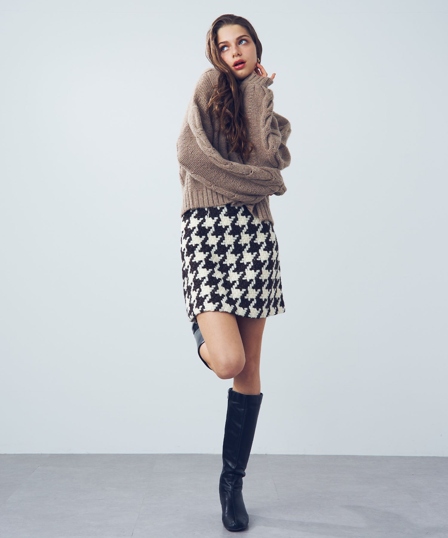 Herringbone mini skirt