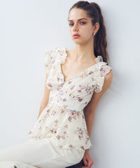 ラメストライプブーケブラウス