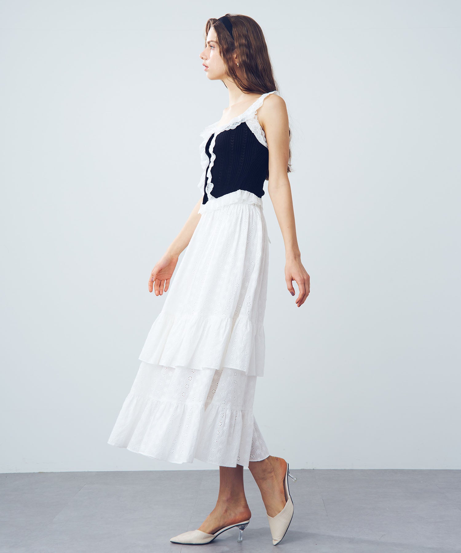 [Pre-order] Cotton lace gathered skirt