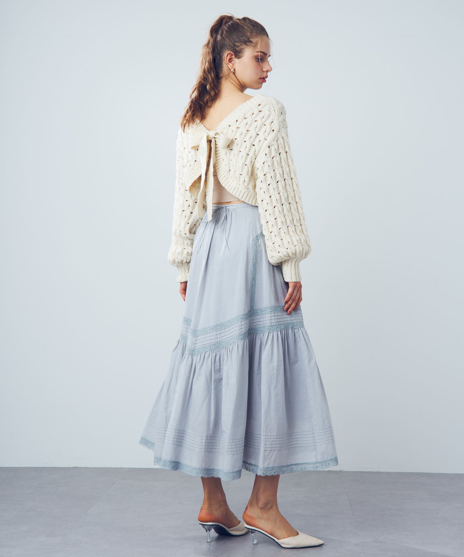 [Pre-order] Lace pin tuck long skirt