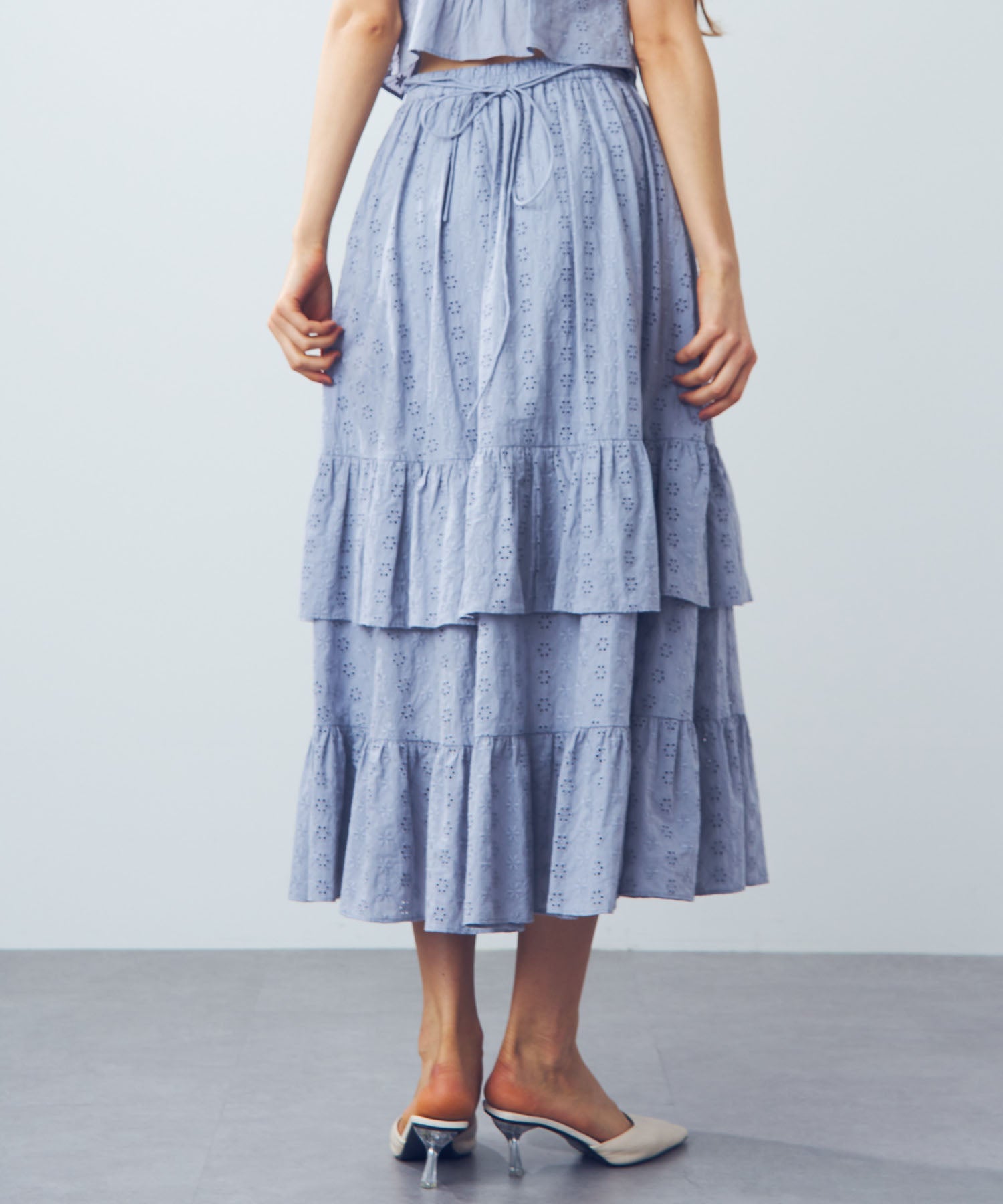 [Pre-order] Cotton lace gathered skirt