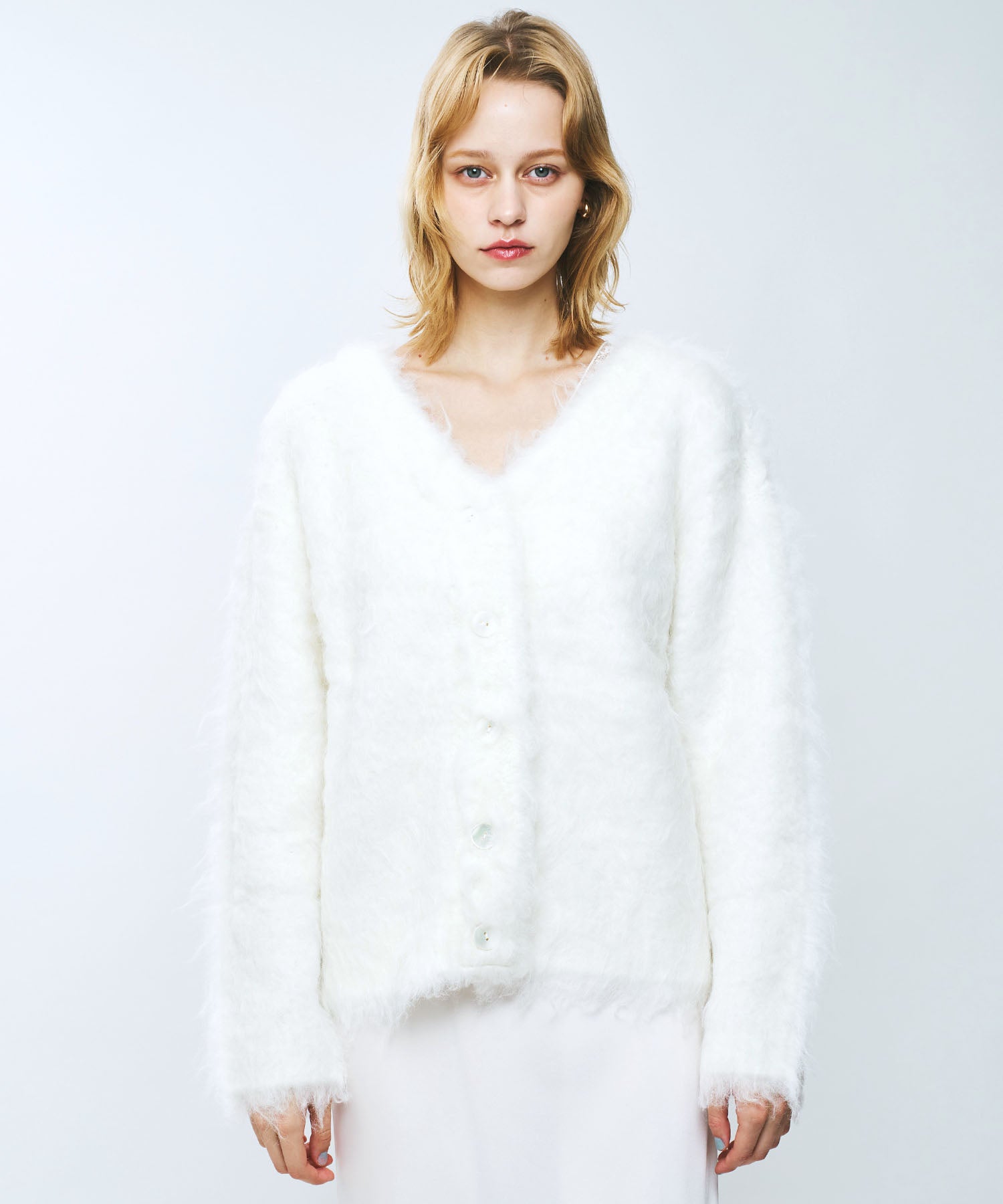 ブラッシュドシャギーカーディガン