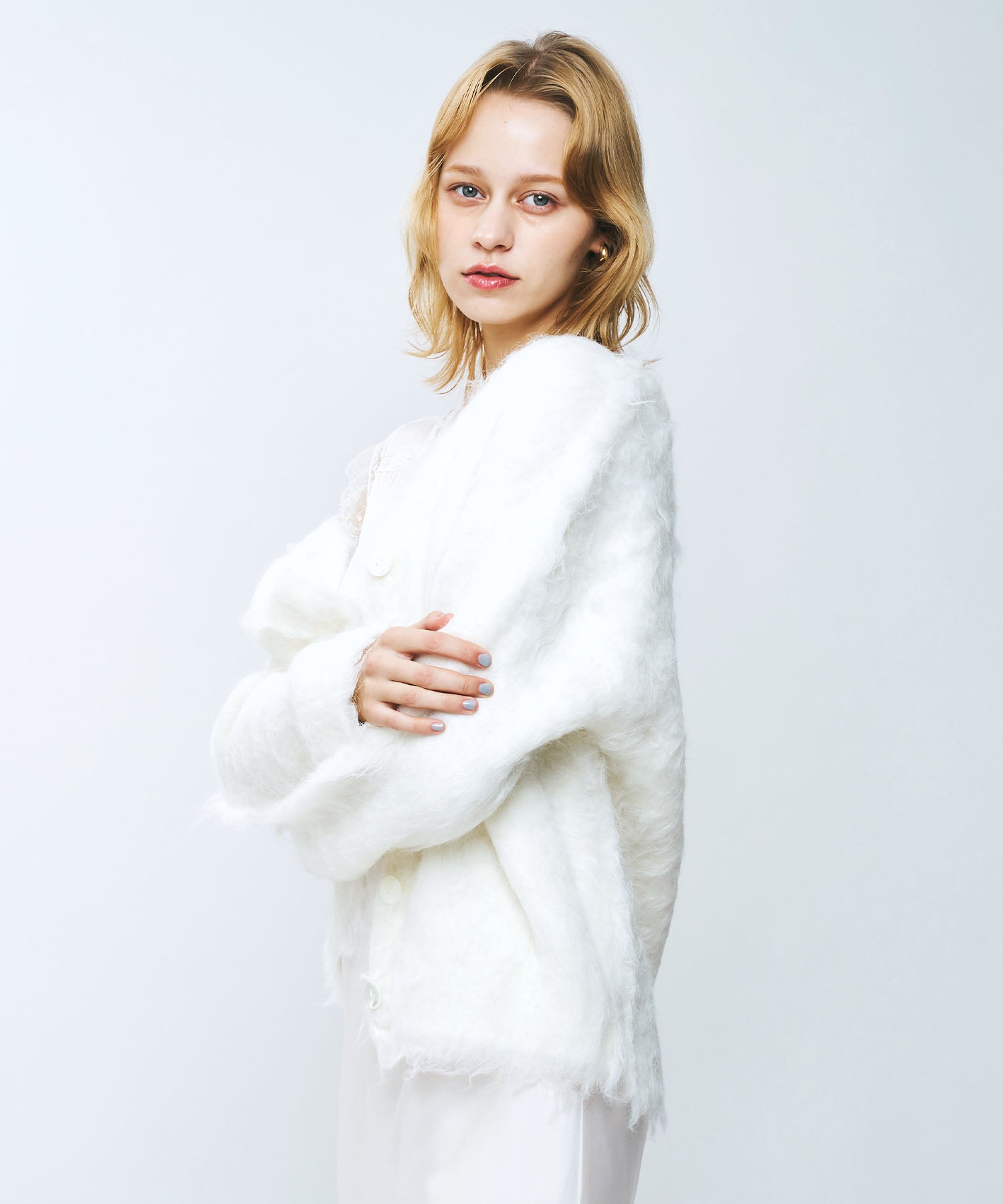 ブラッシュドシャギーカーディガン