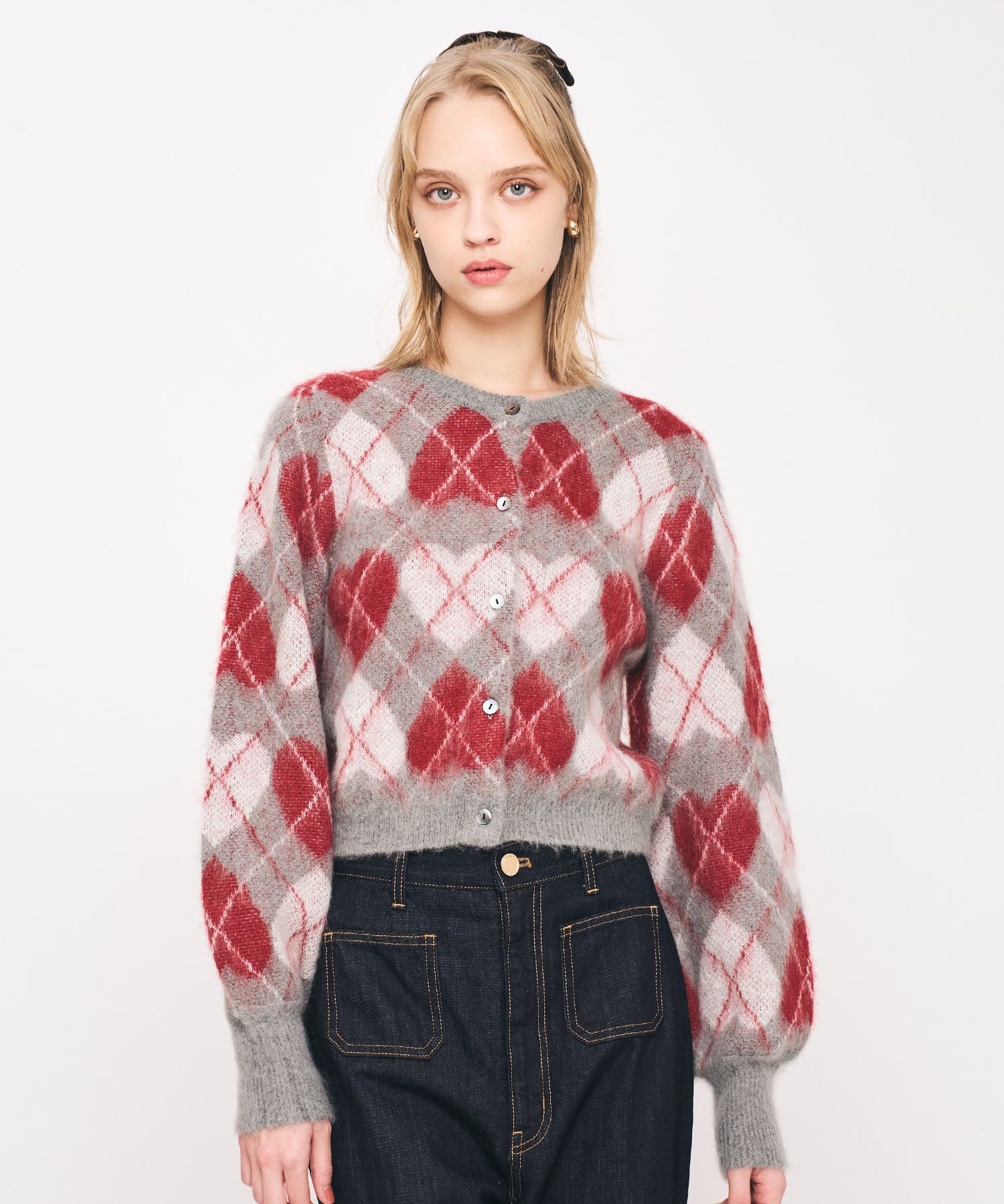 ハートアーガイルカーディガン