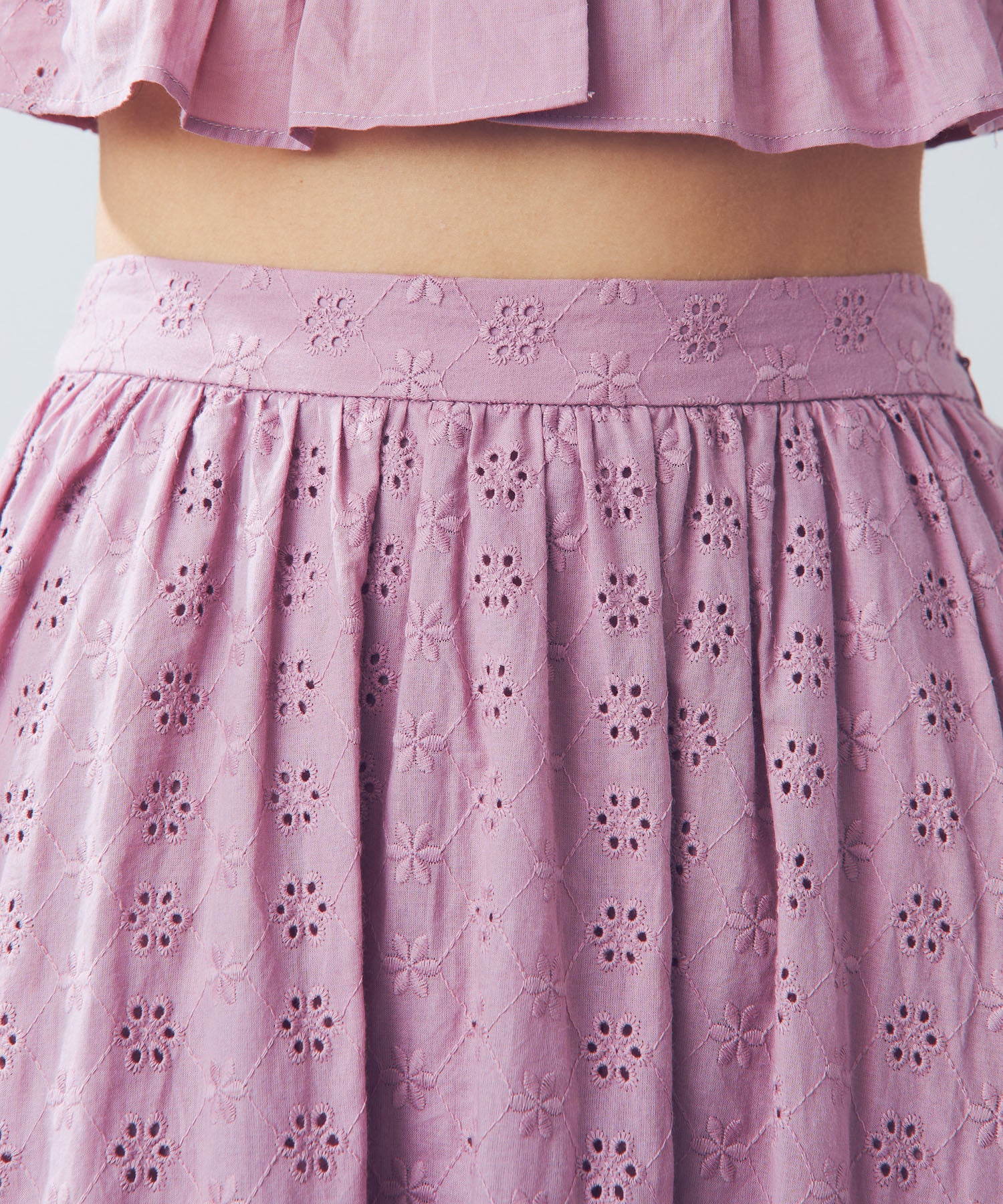 [Pre-order] Cotton lace gathered skirt