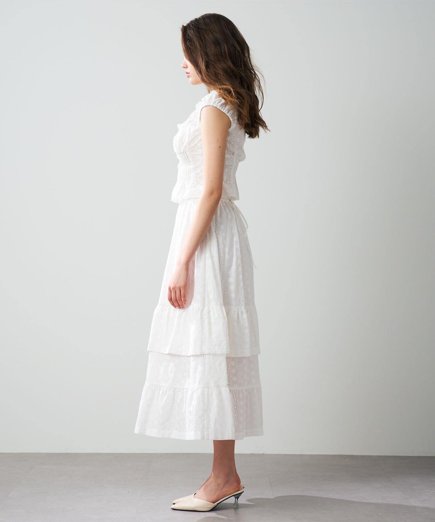 [Pre-order] Cotton lace gathered skirt