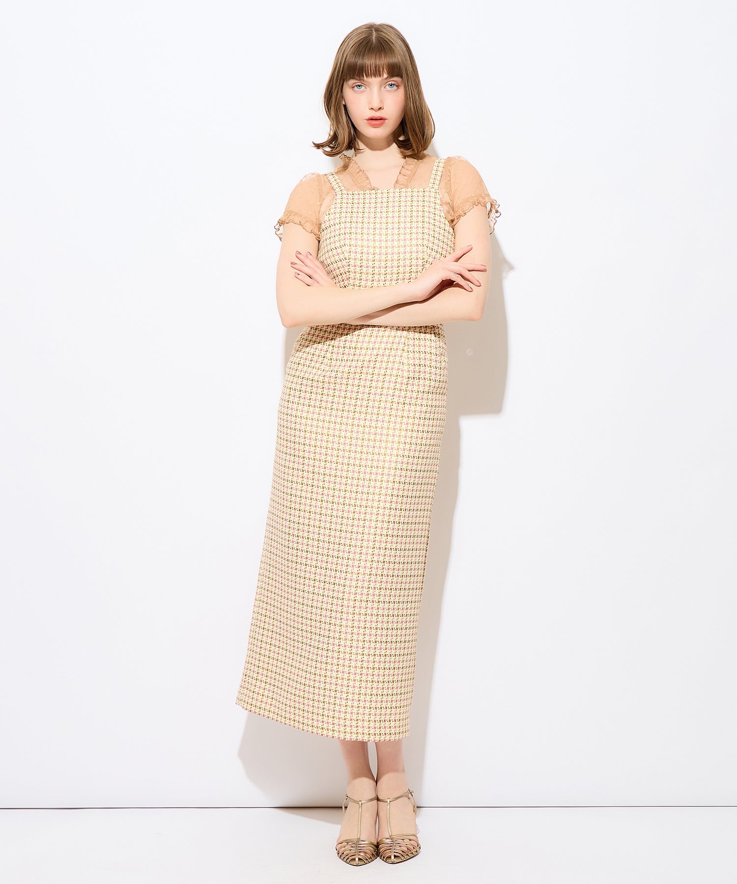 Checked salope dress