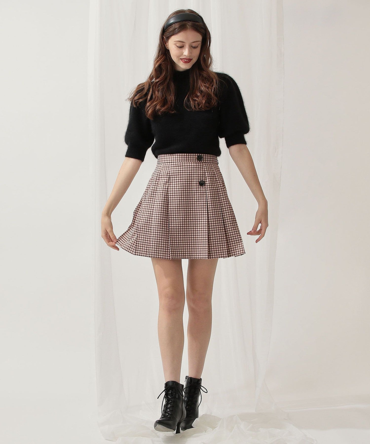 褶皺迷你半身裙