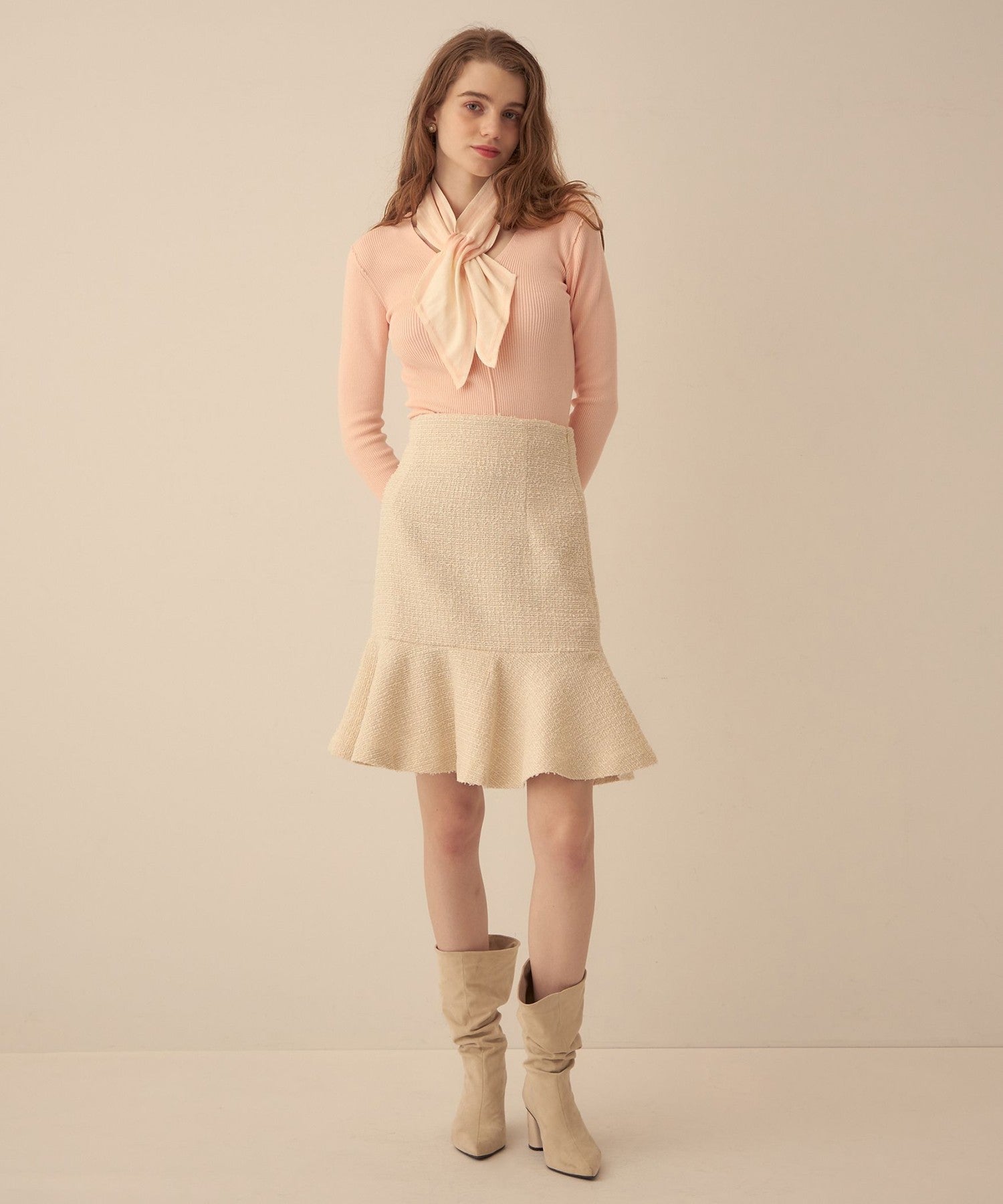 Tweed frill skirt