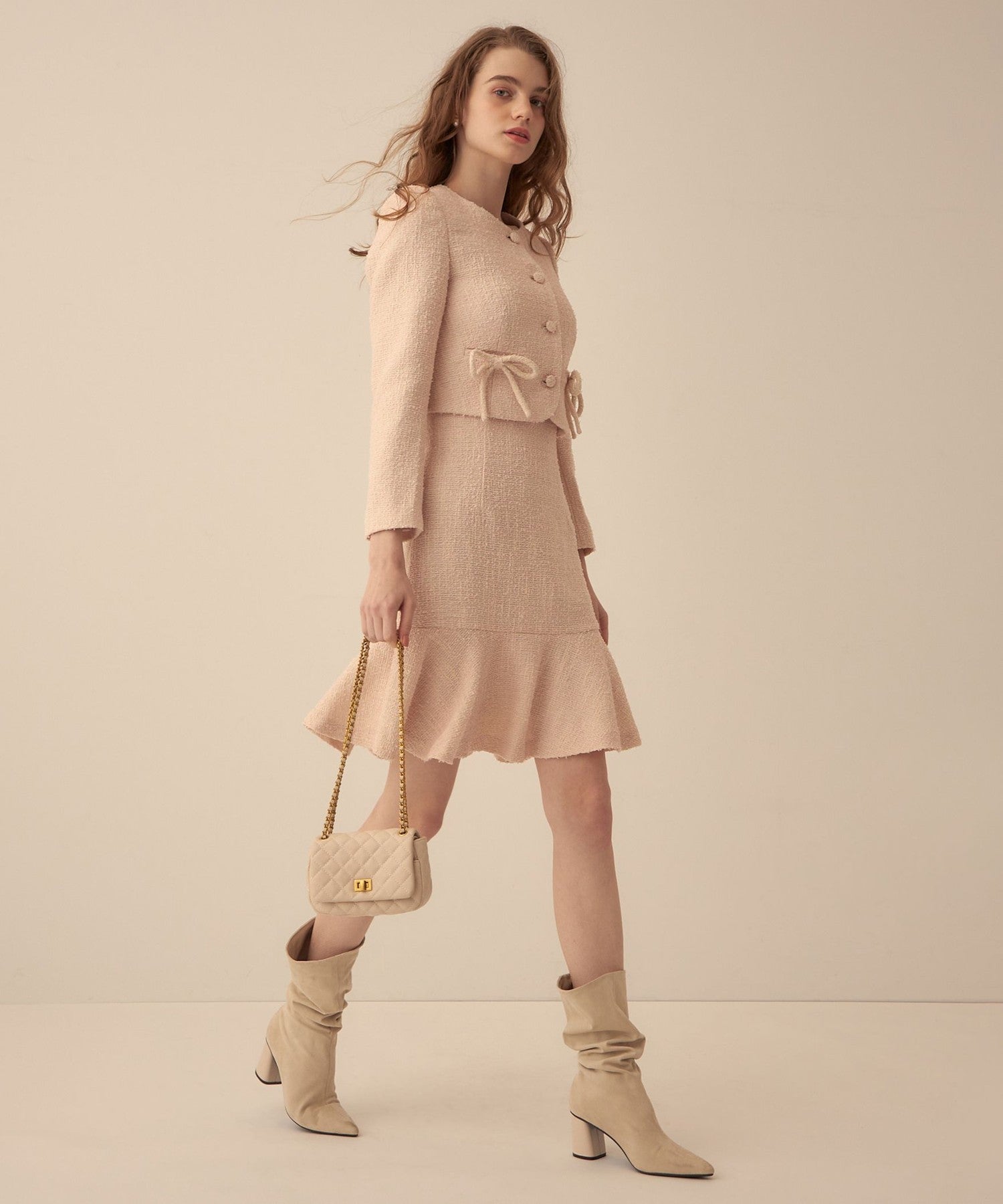 Tweed frill skirt
