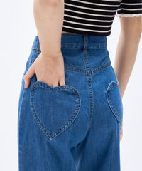 牛仔心型口袋褲