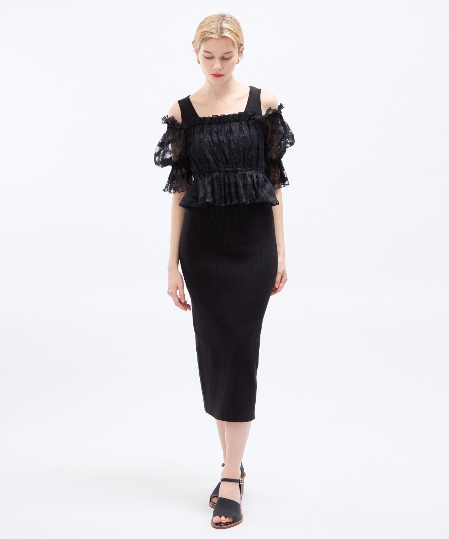 薄紗襯衫套裝連身裙