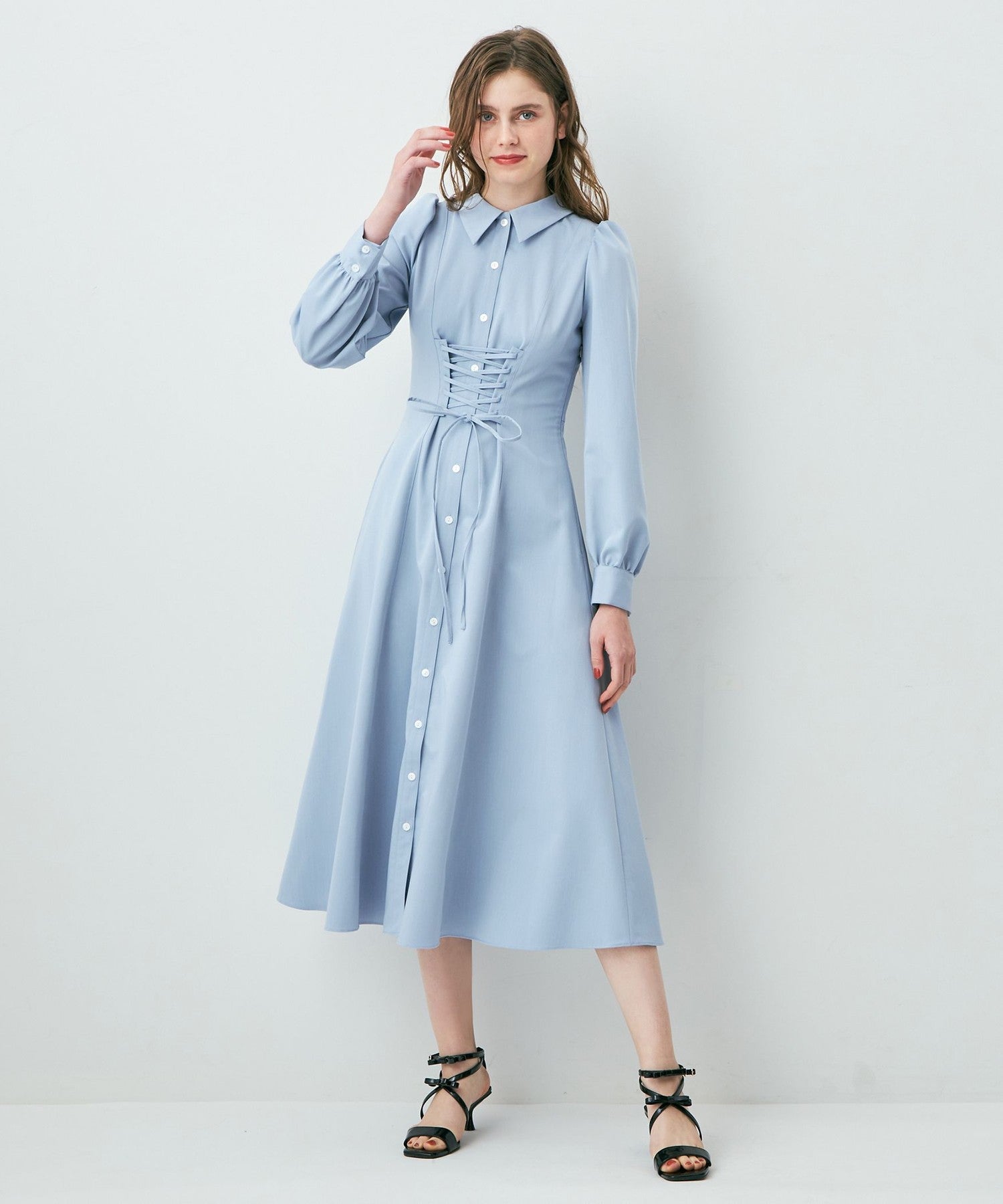 Lace-up flare dress