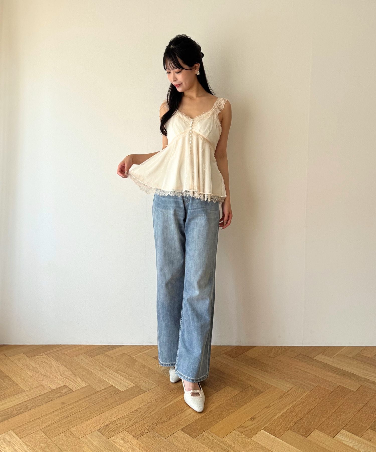 ハイウエストワイドデニムパンツ