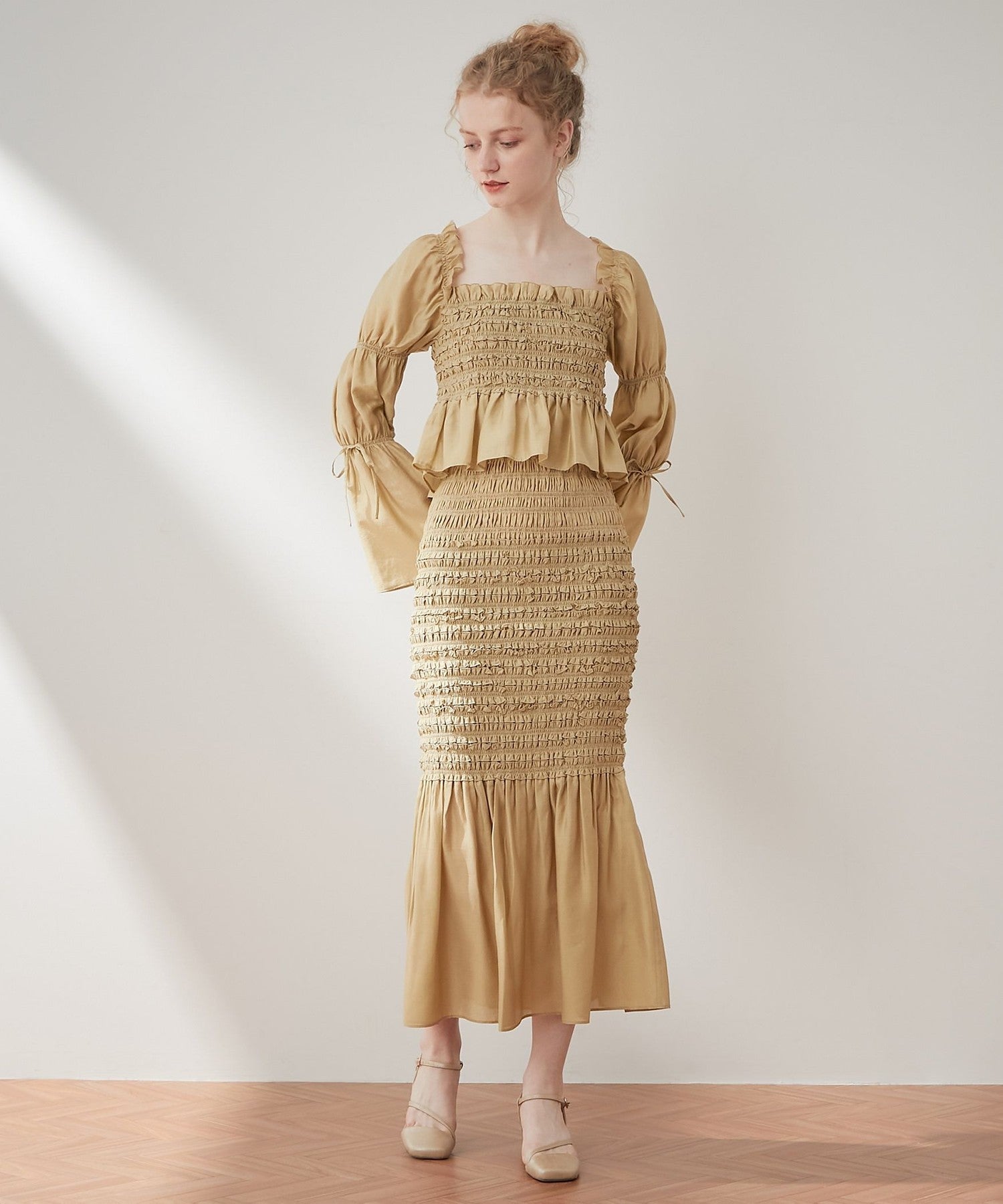 Shirred frill skirt