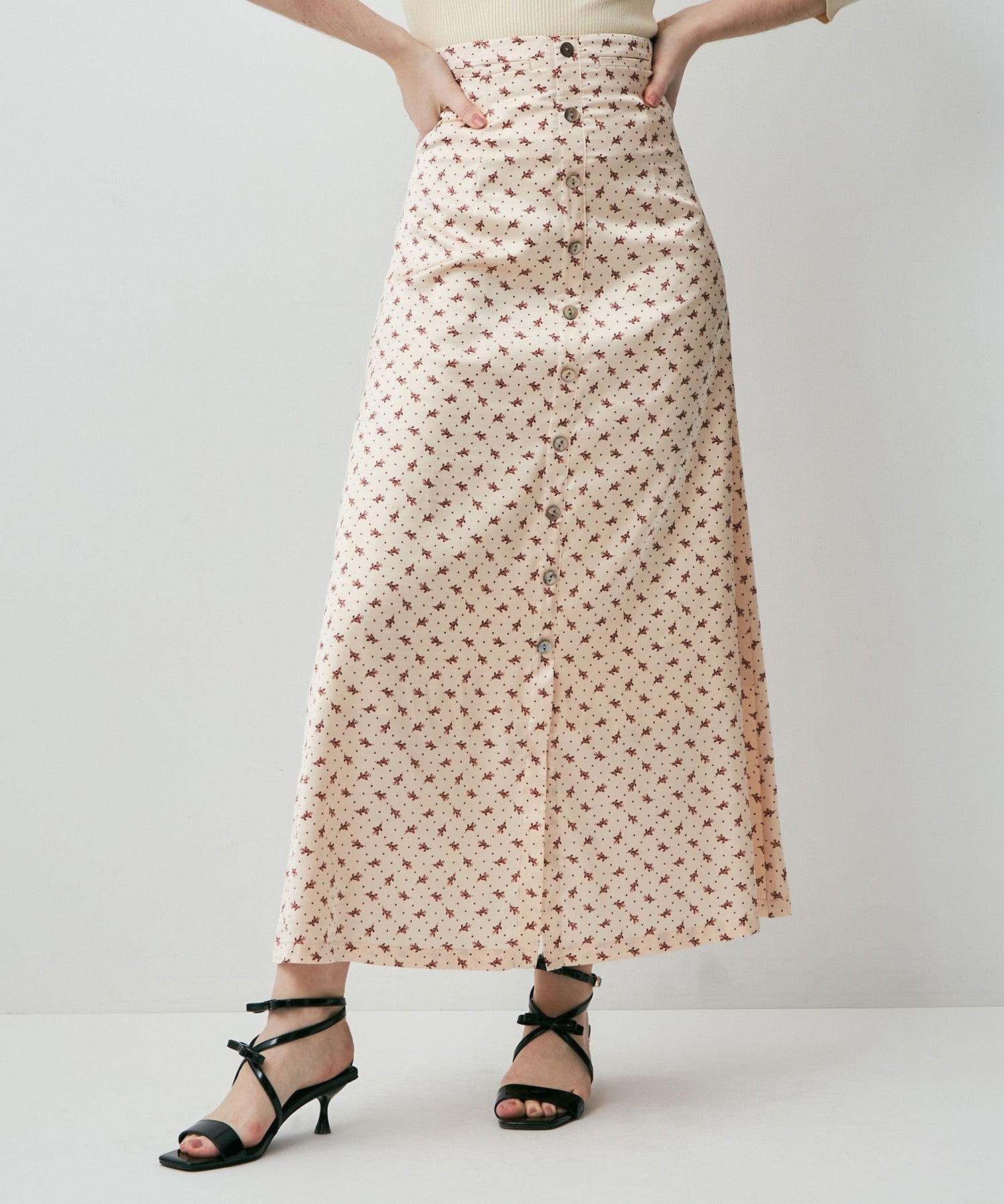 Petite Fleur Button-down Flared Skirt
