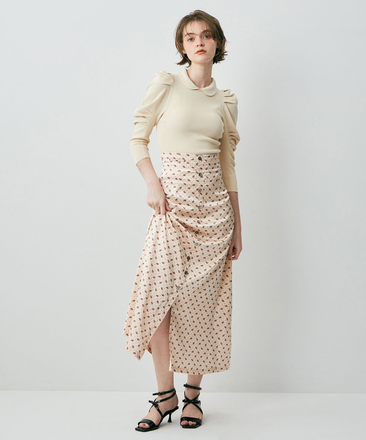 Petite Fleur Button down Flared Skirt