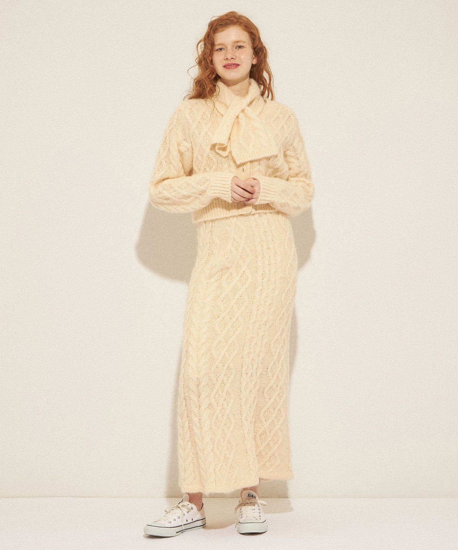 馬海毛毛茸茸絞花針織半身裙