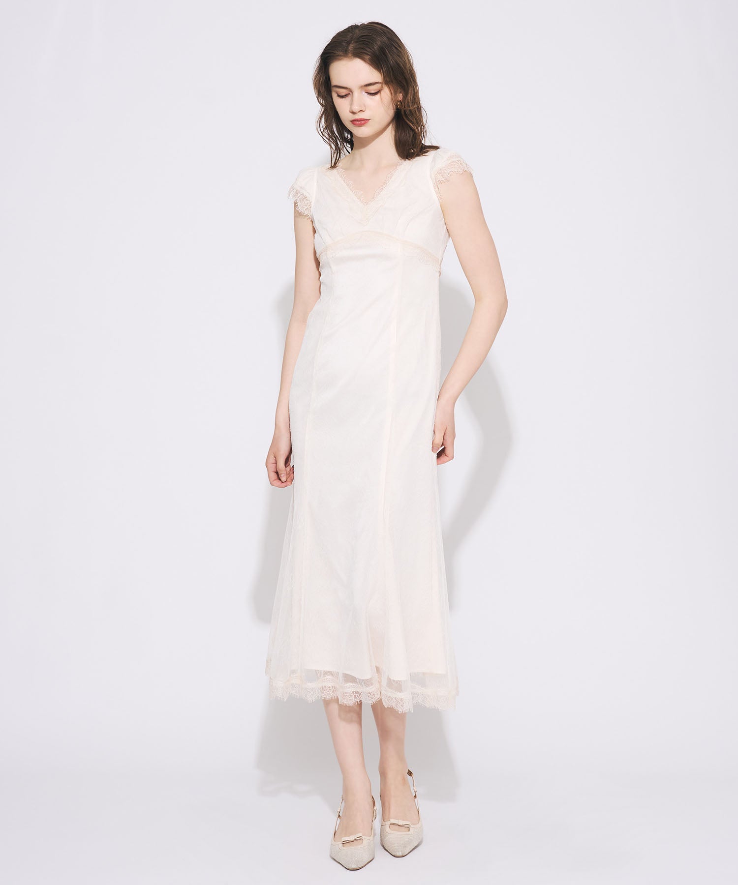 【予約】フラワーチュールレーストリムワンピース