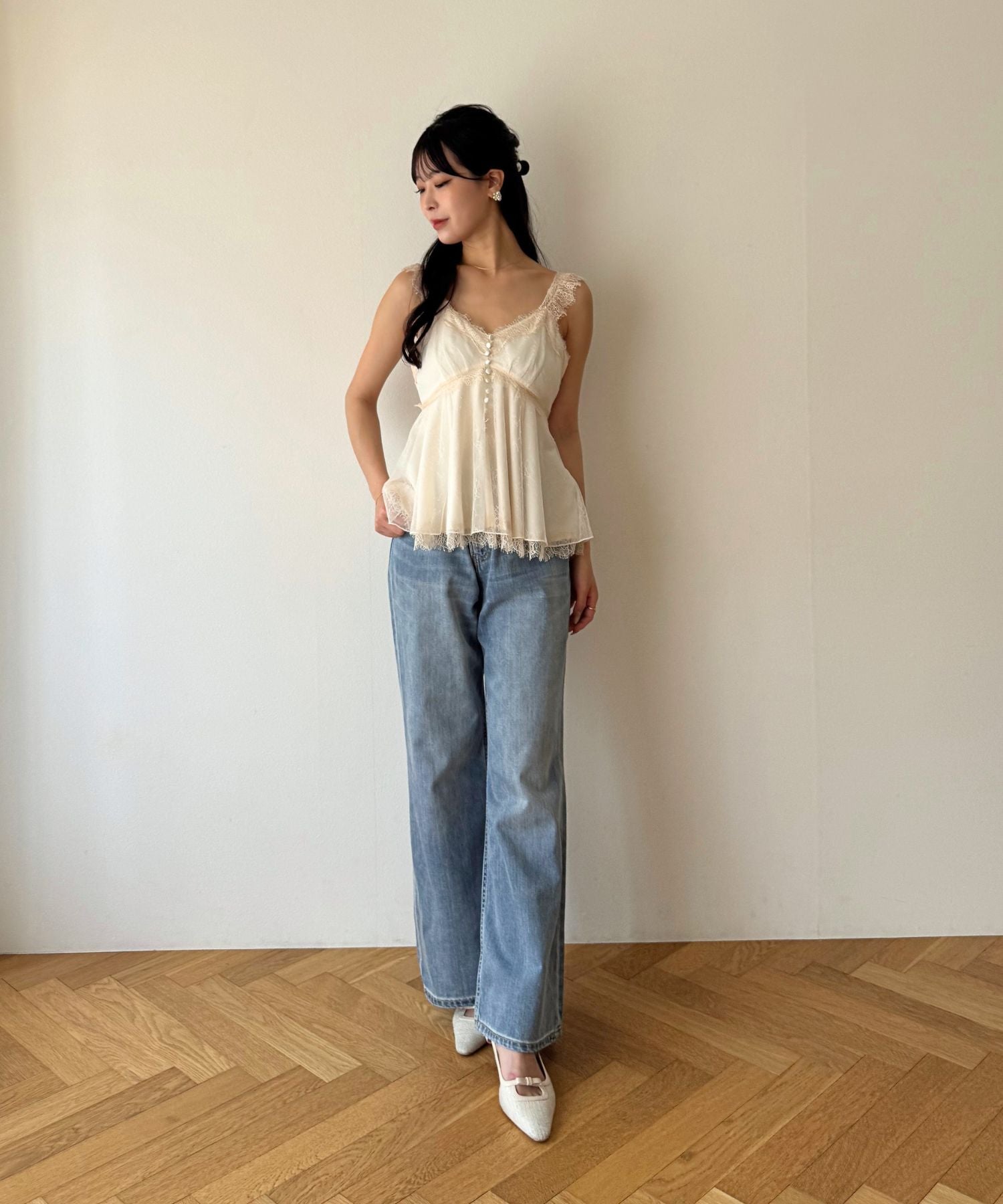 ハイウエストワイドデニムパンツ