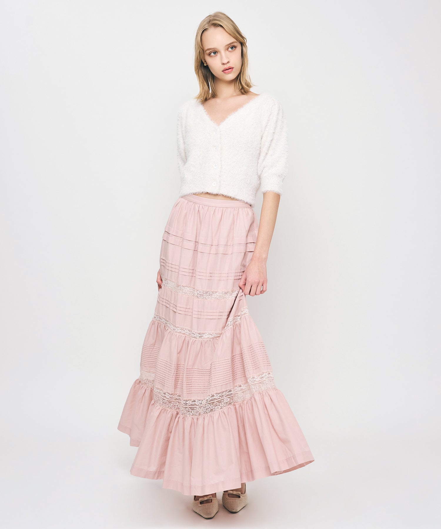 ラメスパンコールフェザーカーディガン