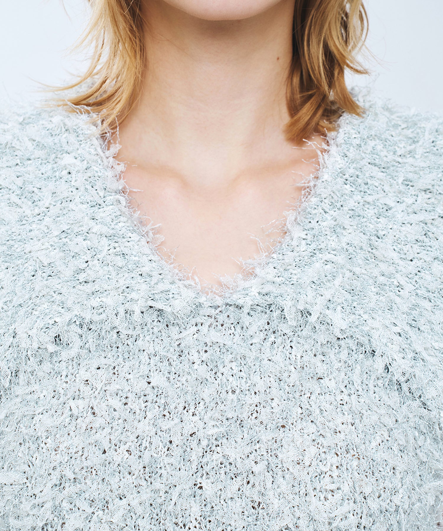 リボンシャギーカラーニット