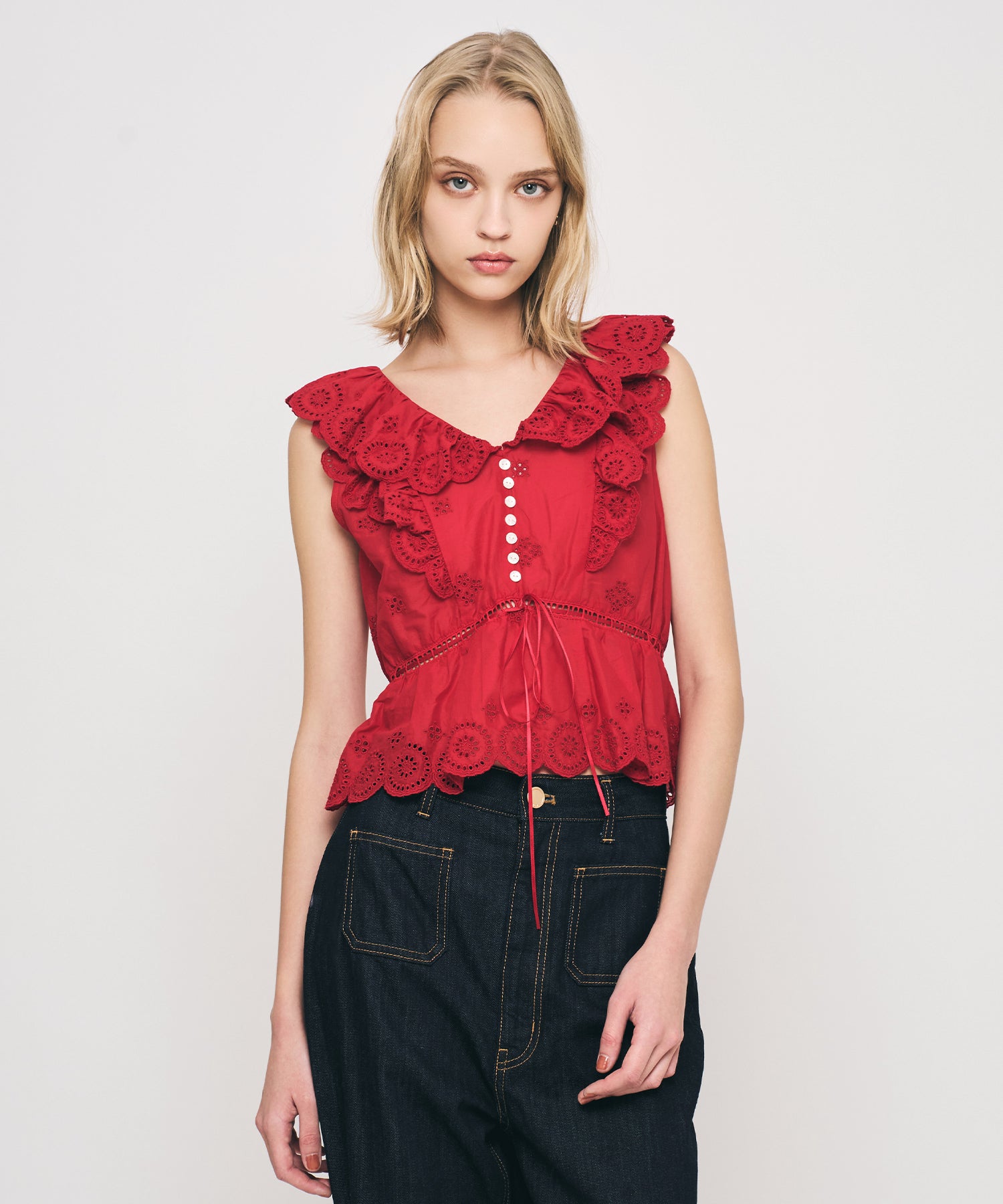 コットンボイルフラワーブラウス