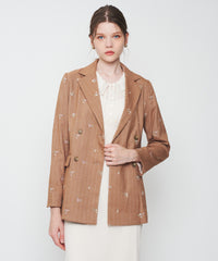 ダブルブレストフラワーストライプジャケット