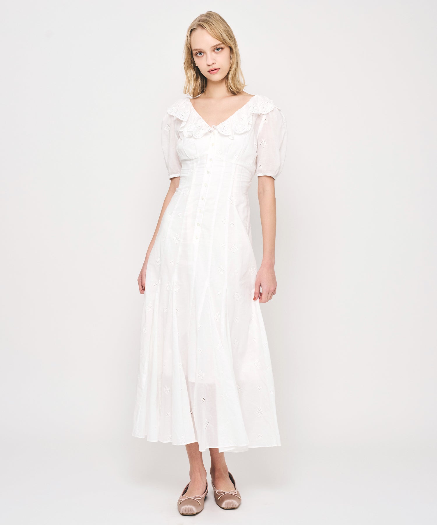 コットンボイルフラワーワンピース