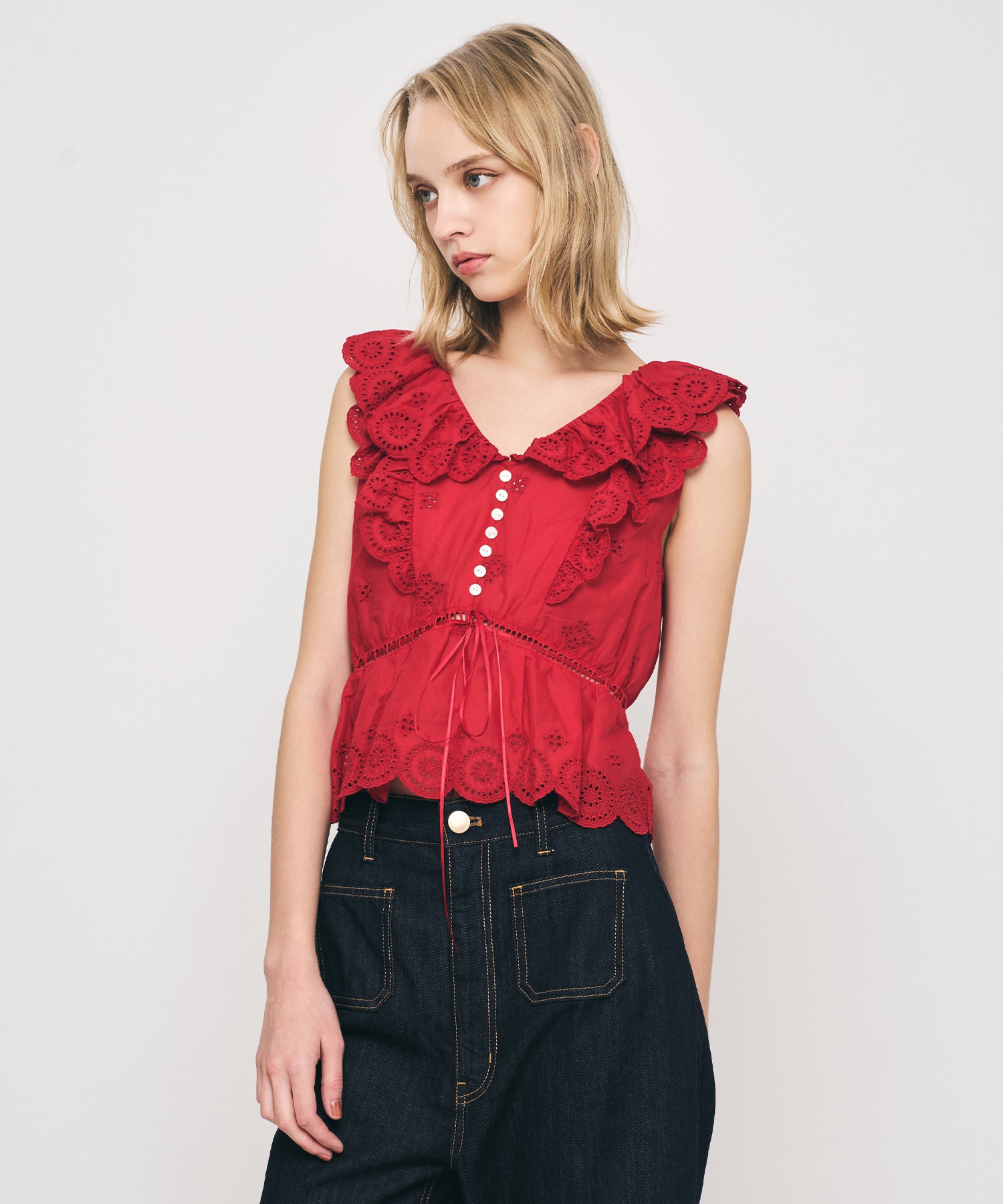 コットンボイルフラワーブラウス