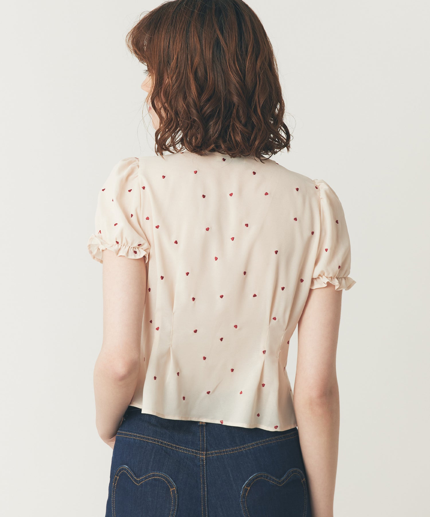 シフォンハート刺繍ブラウス