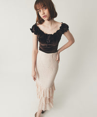 ストレッチレースティアードスカート