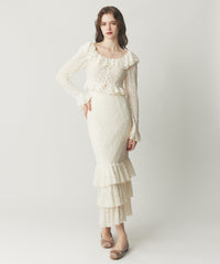 ストレッチレースティアードスカート