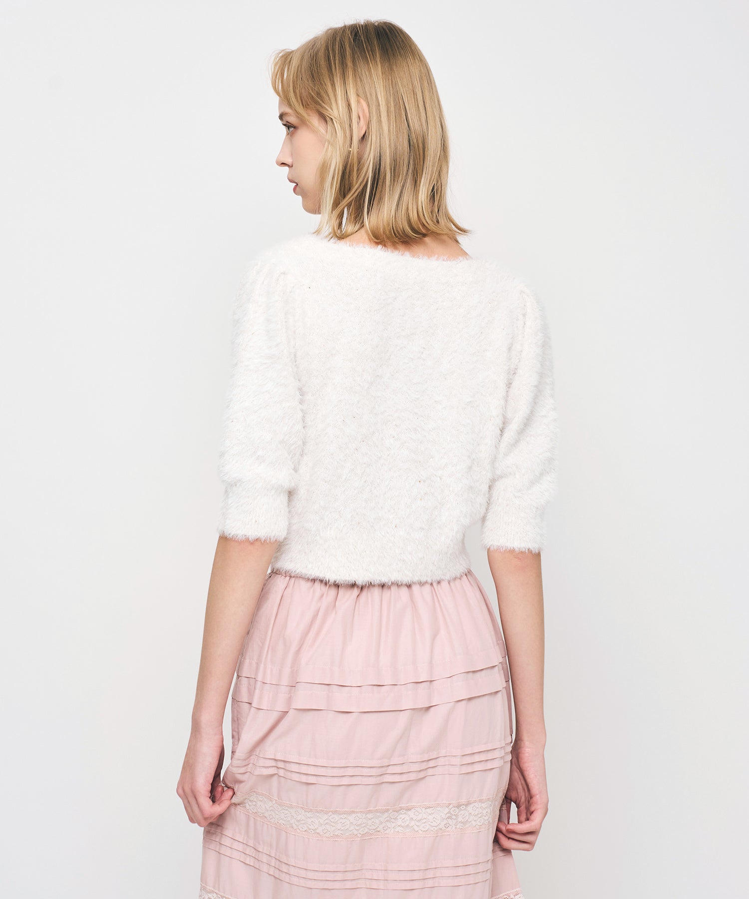 ラメスパンコールフェザーカーディガン