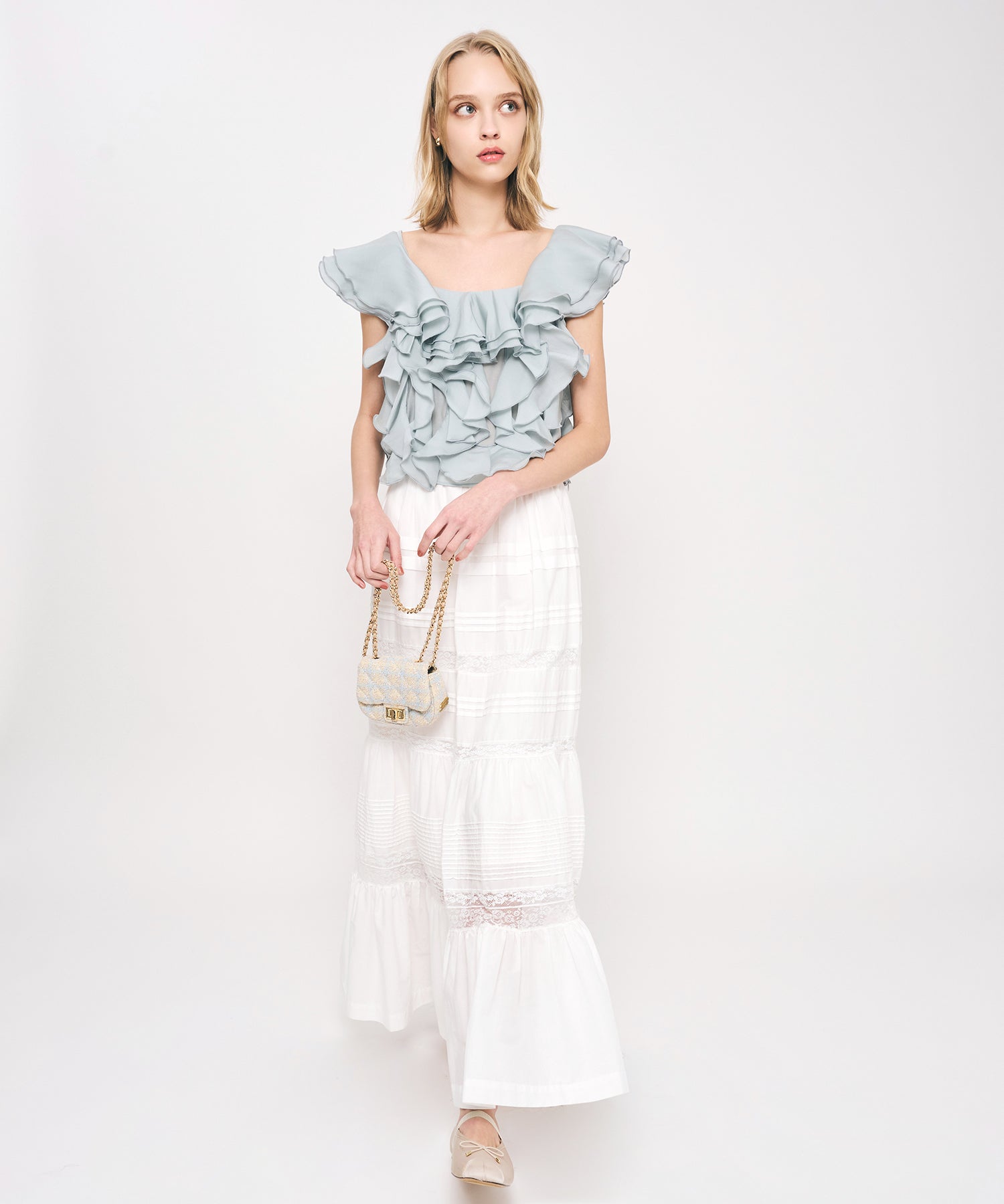 【予約】シアーフレアフリルブラウス