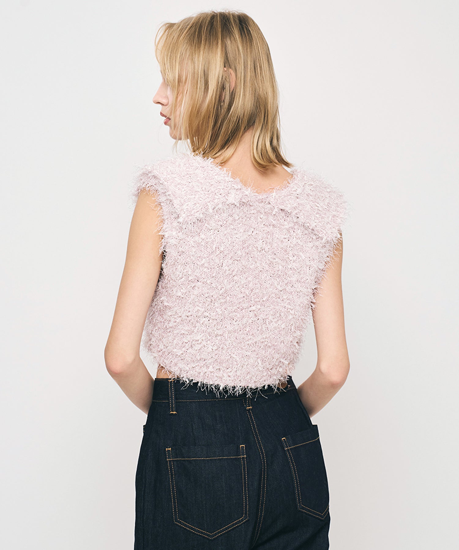 リボンシャギーカラーニット