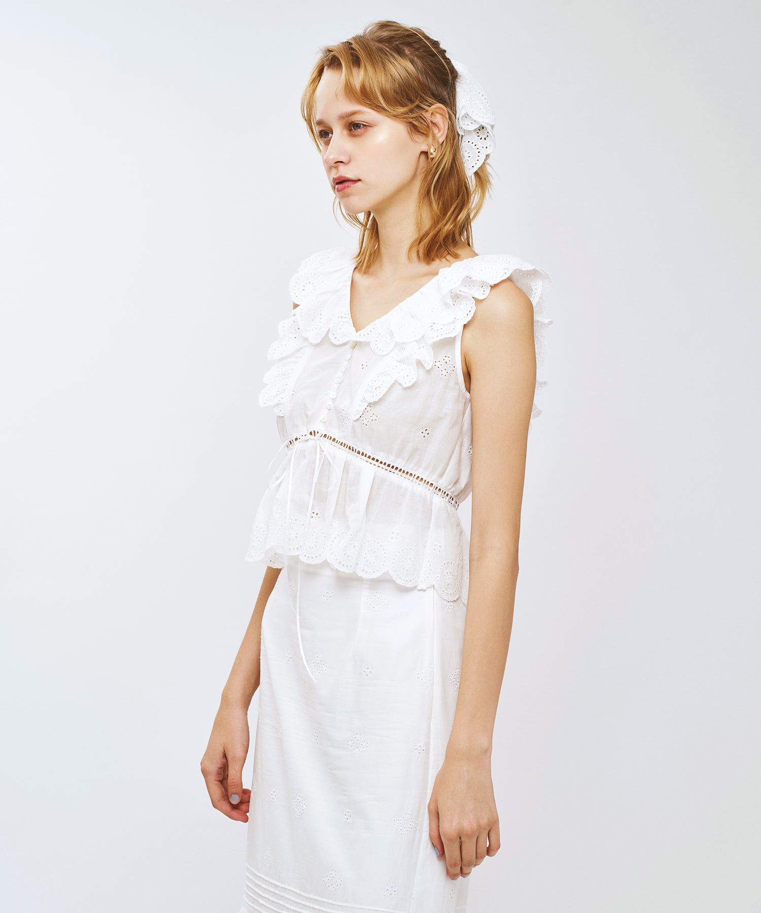 コットンボイルフラワーブラウス