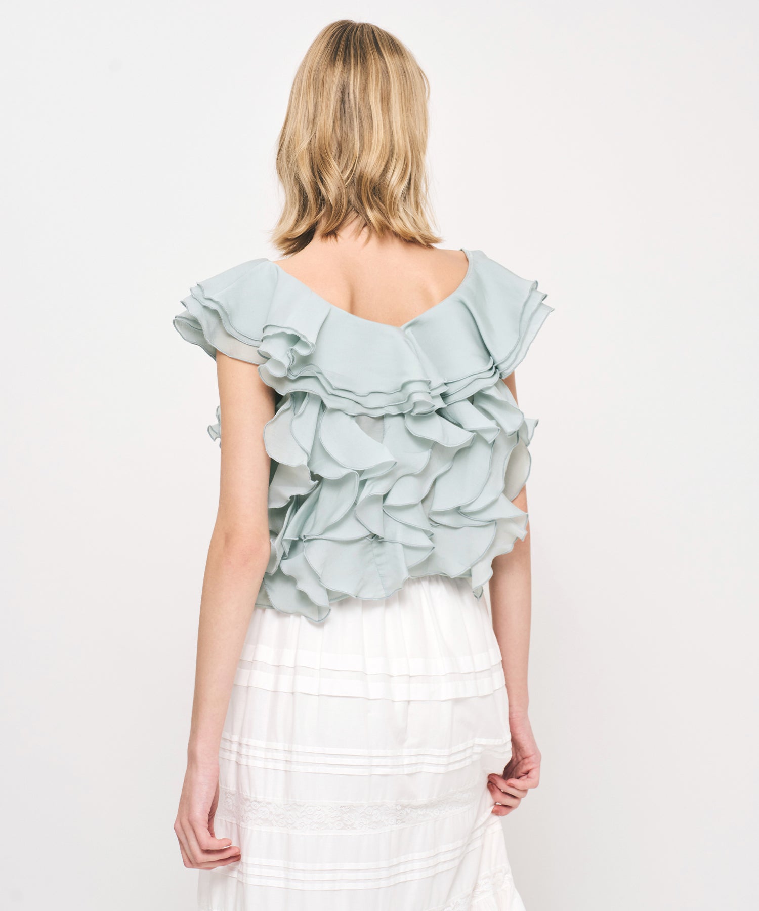 シアーフレアフリルブラウス