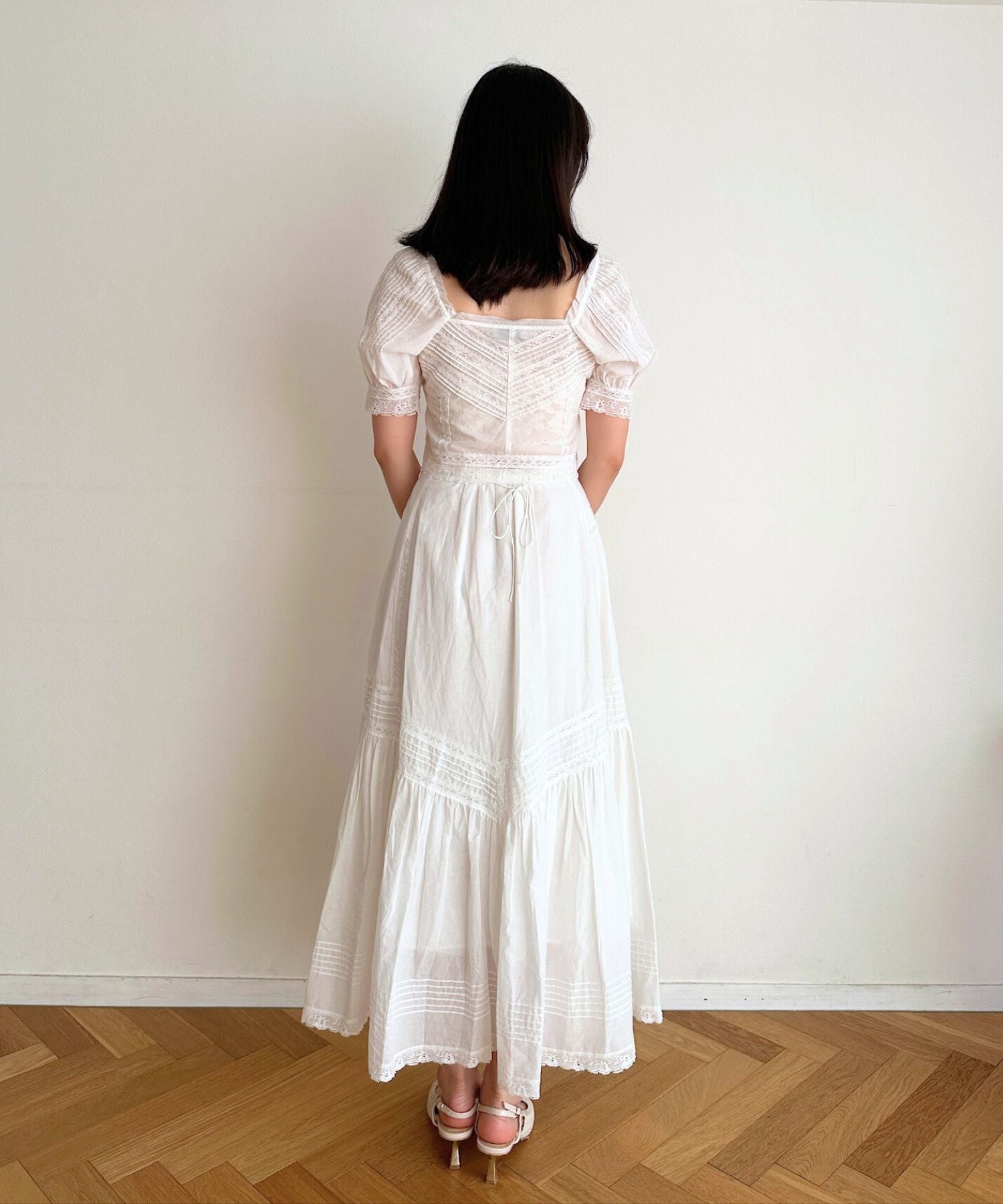 [Pre-order] Lace pin tuck long skirt